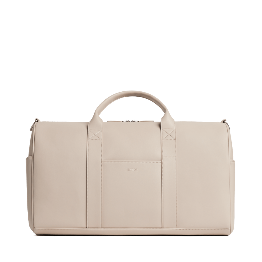 Ivory (Vegan Leather) Scaled | Front view of Metro Carry-All Duffel in Ivory