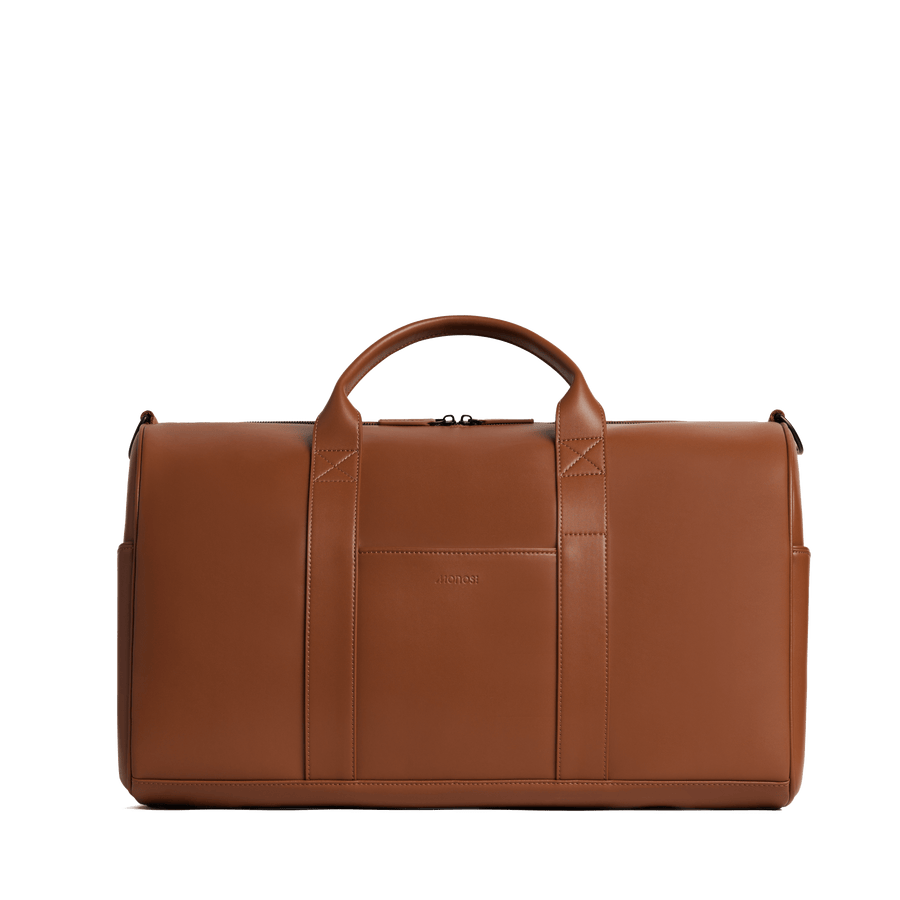 Mahogany (Vegan Leather) Scaled | Front view of Metro Carry-All Duffel in Mahogany