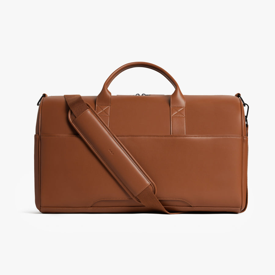 Mahogany (Vegan Leather) | Back view of Metro Carry-All Duffel in Mahogany