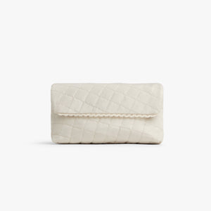 Cream | Front view of Monos x Reformation cosmetic pouch in cream
