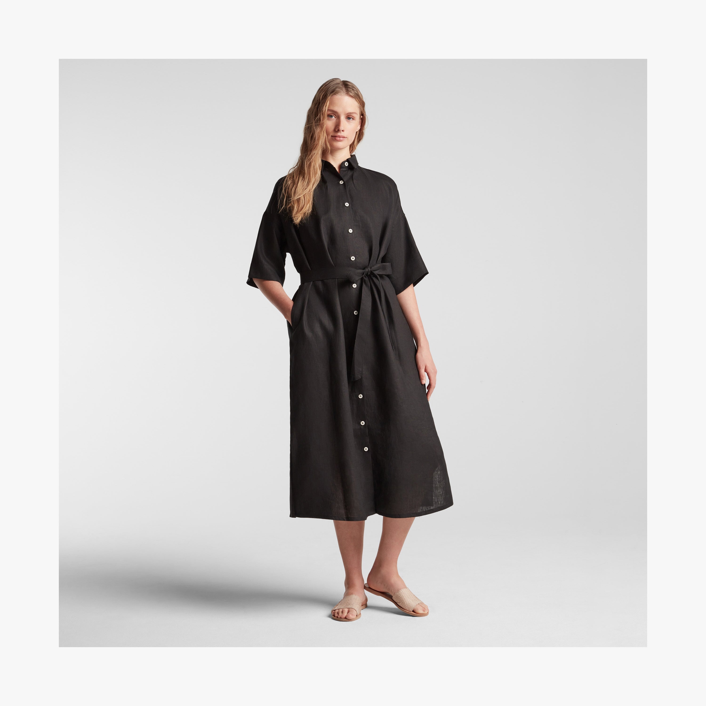luxury shirt dress Dune Grass / 3, Algarve Shirt Dress , Oeko-tex Certified Washed Linen