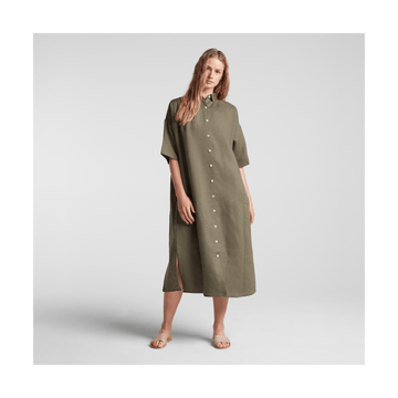 Front view of Algarve Shirt Dress in Dune Grass