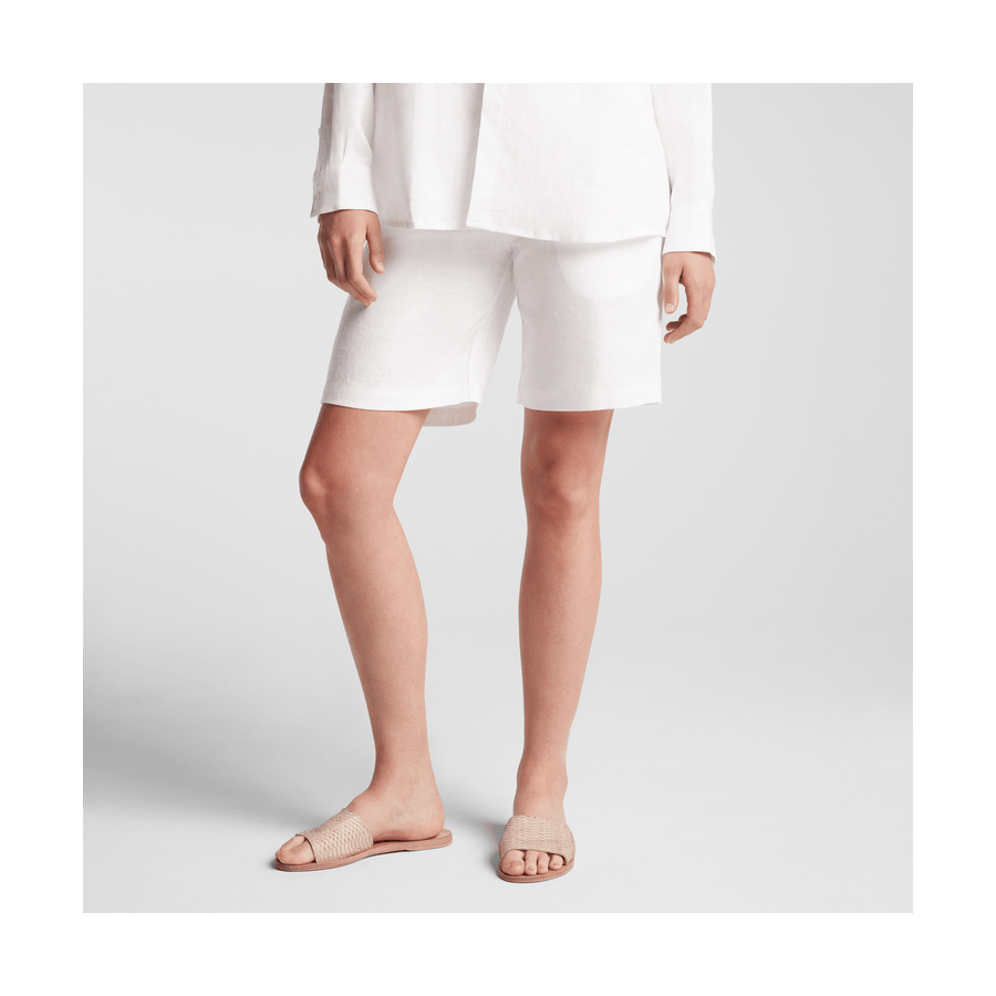 White Scaled | Front view of Algarve Shorts in White