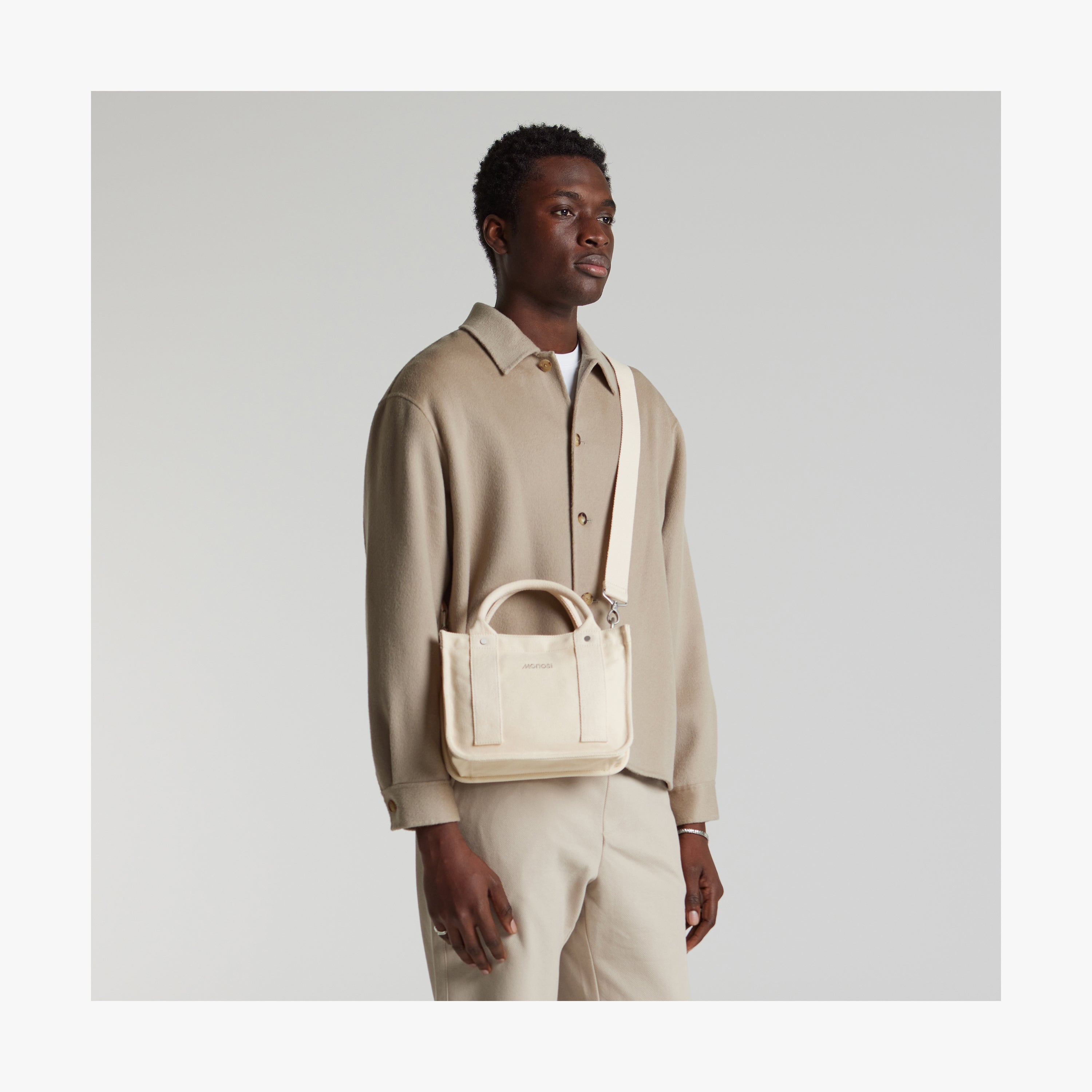 Monos Gray Leather Bag Metro Tote, Premium Vegan Leather Travel Bag | Monos Luggage  main image 3