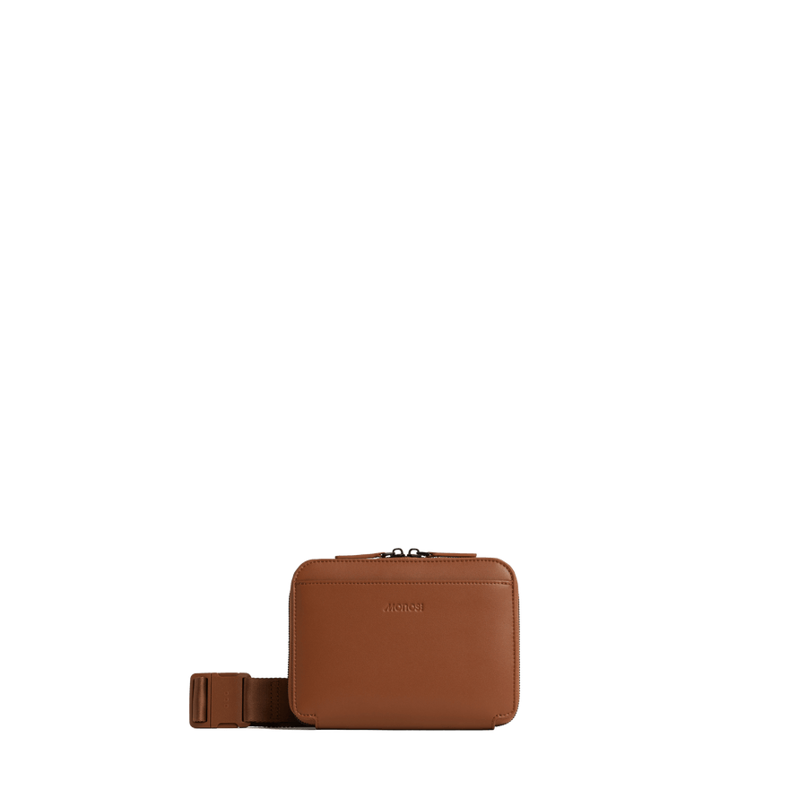 Mahogany (Vegan Leather) Scaled | Front view of Metro Belt Bag in Mahogany