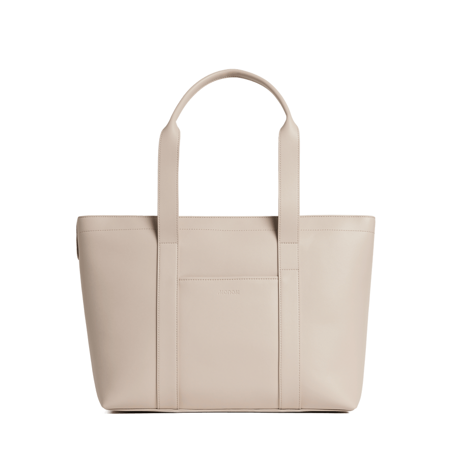 Ivory (Vegan Leather) Scaled | Front view of Metro Tote Ivory