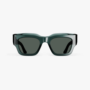 Crystal Emerald / Grey Green Lens | Front view of Intrados Sunglasses in Crystal Emerald with Grey Green Lens