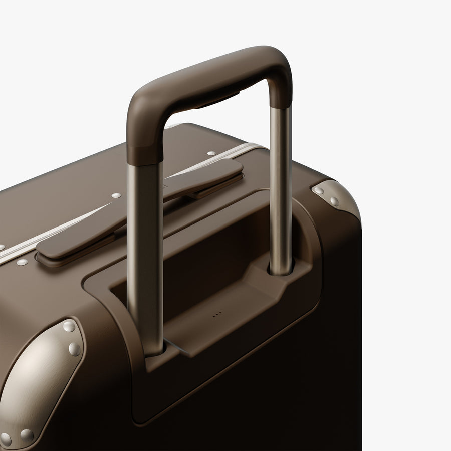 Adobe Brown | Extended luggage handle view of Hybrid Carry-On Plus in Adobe Brown