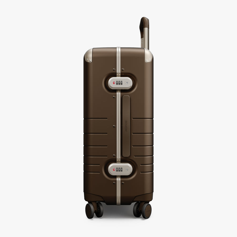 Adobe Brown | Side view of Hybrid Carry-On Plus in Adobe Brown