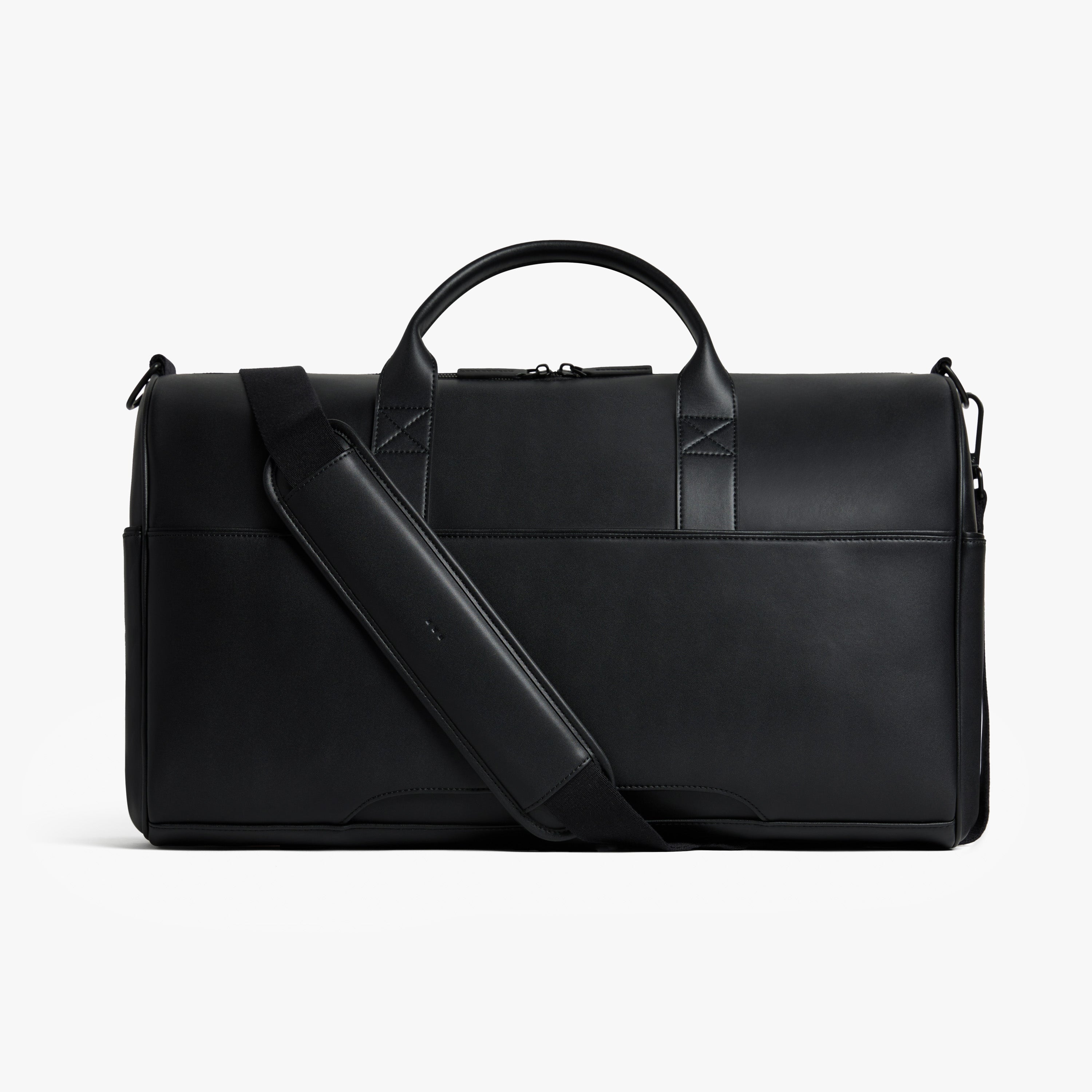 leather traveling bag men's Monos Carry-All Duffel Bag - Black - Vegan Leather - 27.3L