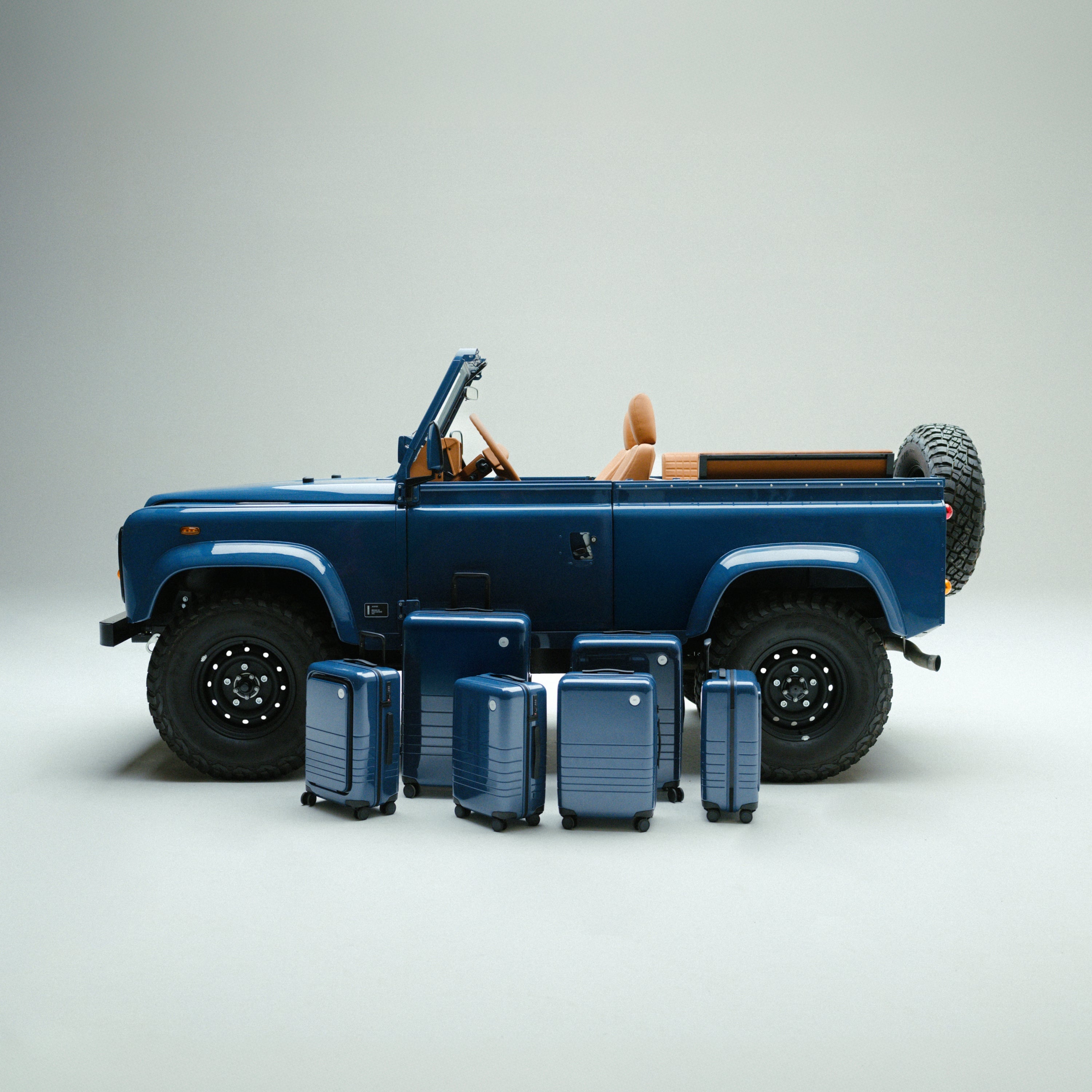 Land Rover Defender in Arles Blue, Brooklyn Coachworks | Monos Luggage