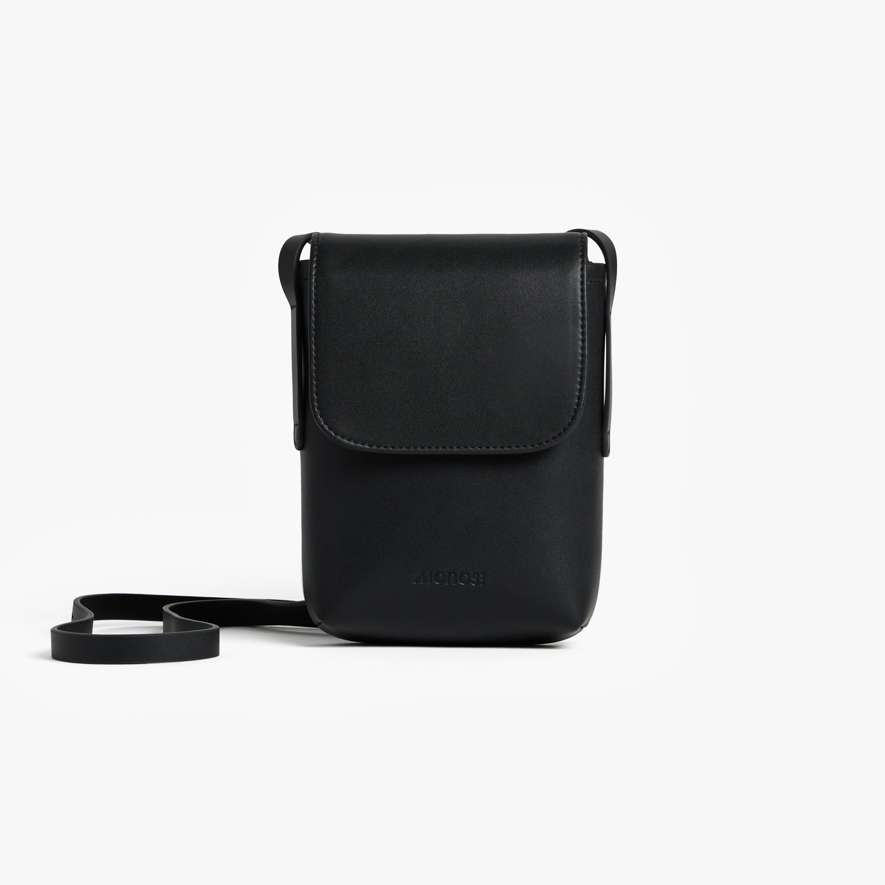 black leather crossbody backpack Monos Women's Mini Metro Crossbody Bag - Black