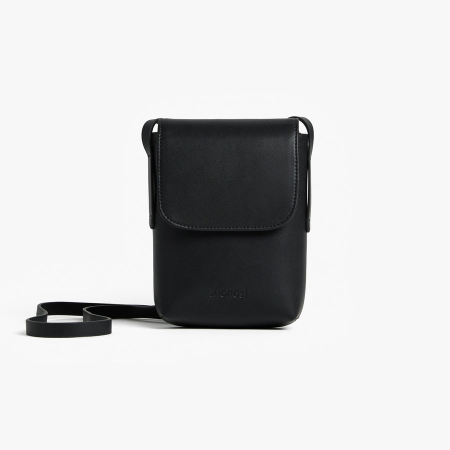 Carbon Black (Vegan Leather) | Front view of Metro Mini Crossbody Carbon Black