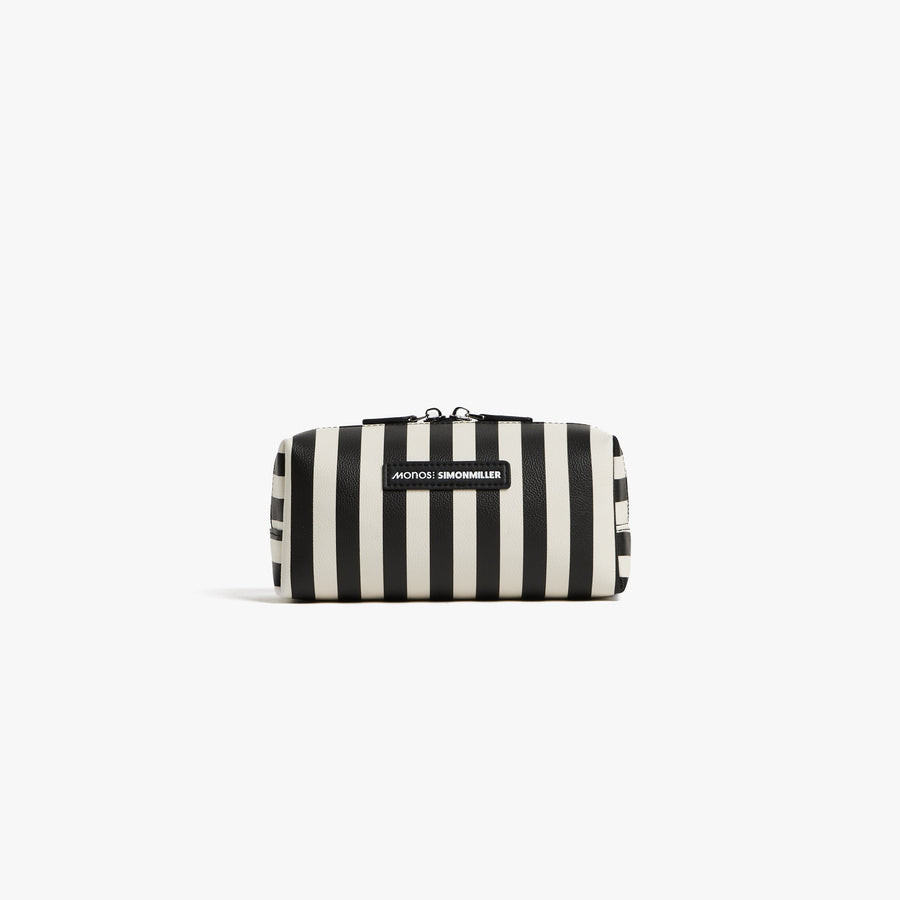 Small / Poplin Stripe Black | Front view of the Metro Toiletry Case small in Poplin Stripe Black