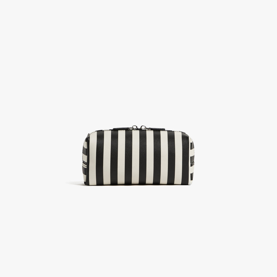 Small / Poplin Stripe Black | Back view of the Metro Toiletry Case small in Poplin Stripe Black