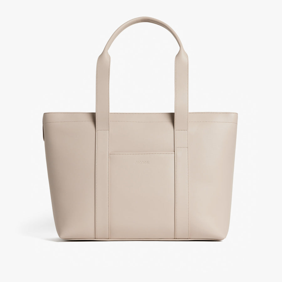 Ivory (Vegan Leather) | Front view of Metro Tote Ivory