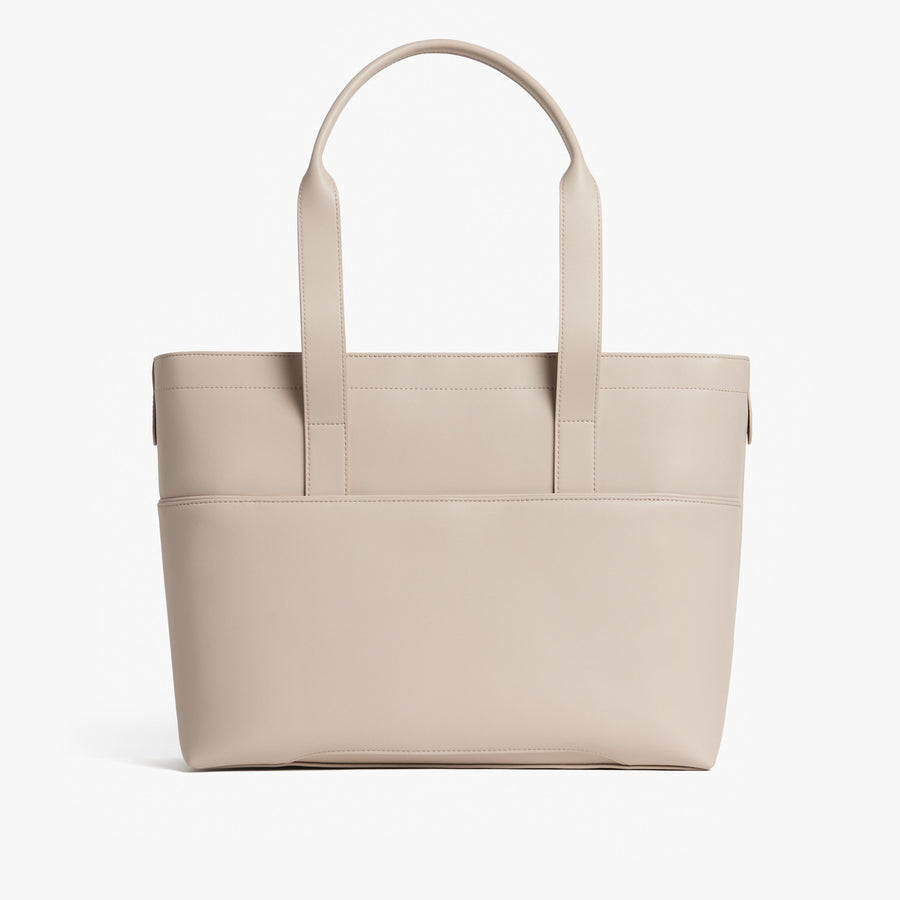 Ivory (Vegan Leather) | Back view of Metro Tote Ivory