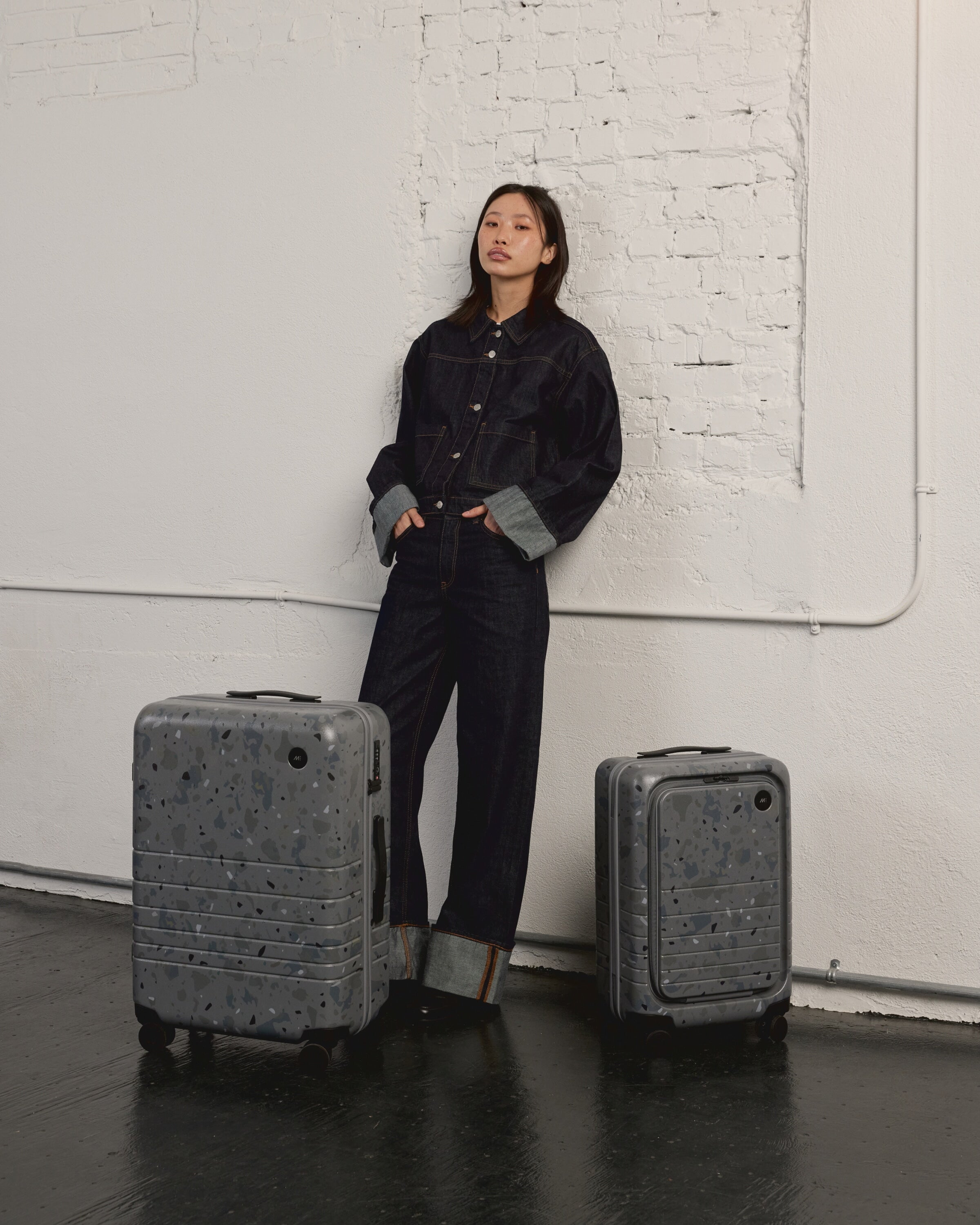 Terrazzo Graphite Luggage Collection | Monos Suitcases