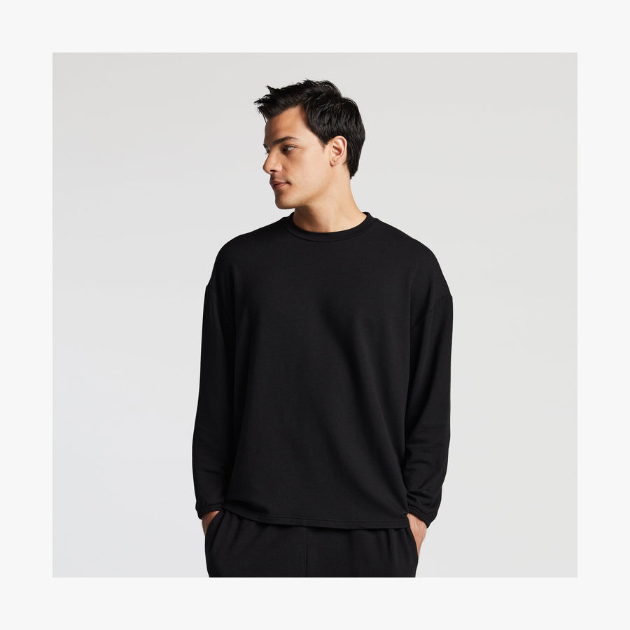 Black | Front view of man in Kyoto Long Sleeve in Black