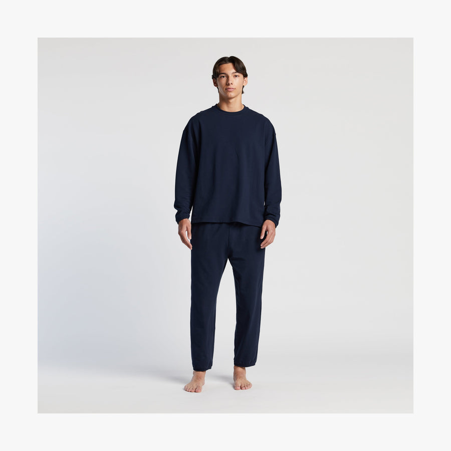 Navy | Full body view of male in Kyoto Long Sleeve in Navy