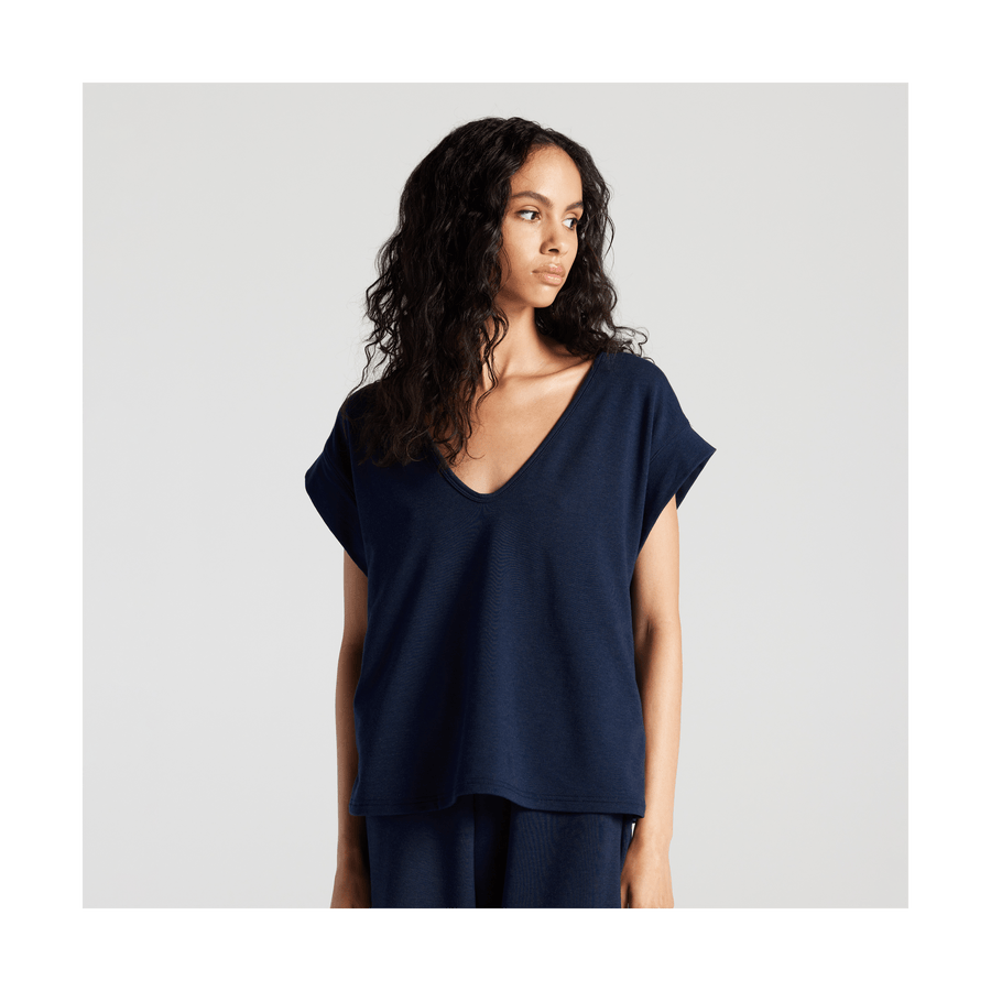 Navy Scaled | Front view of Sevilla Top in Navy