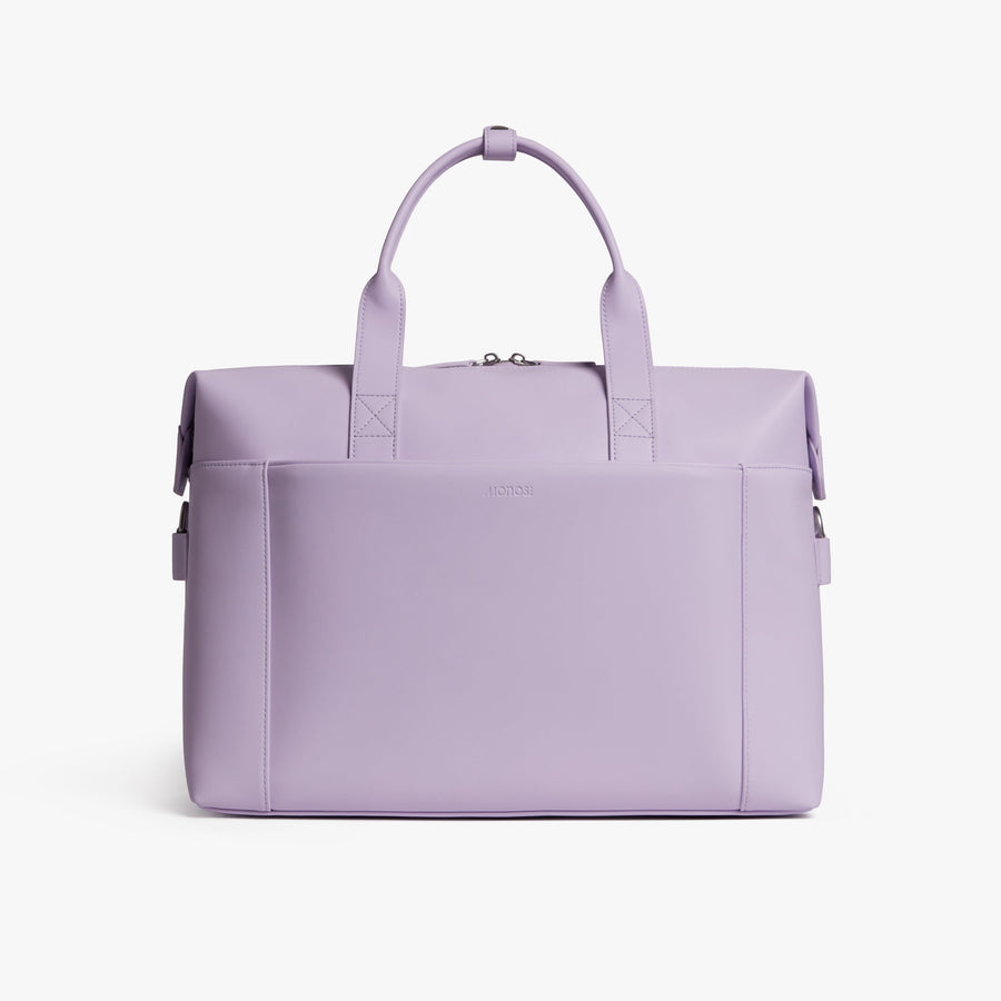 Purple Icing (Vegan Leather) | Front view of Metro Duffel in Purple Icing