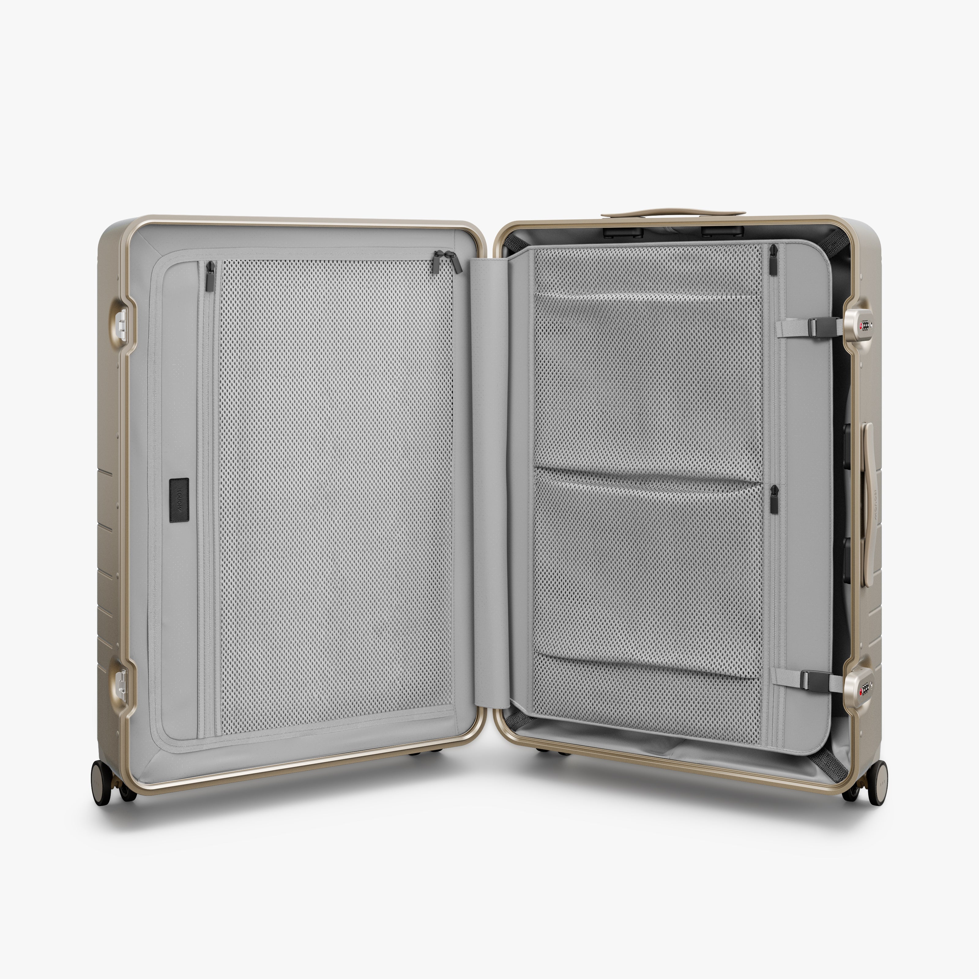 MONOS グレー Check-In Large スーツケース Hybrid Check-In Large Luggage | Aluminum Suitcases – Monos