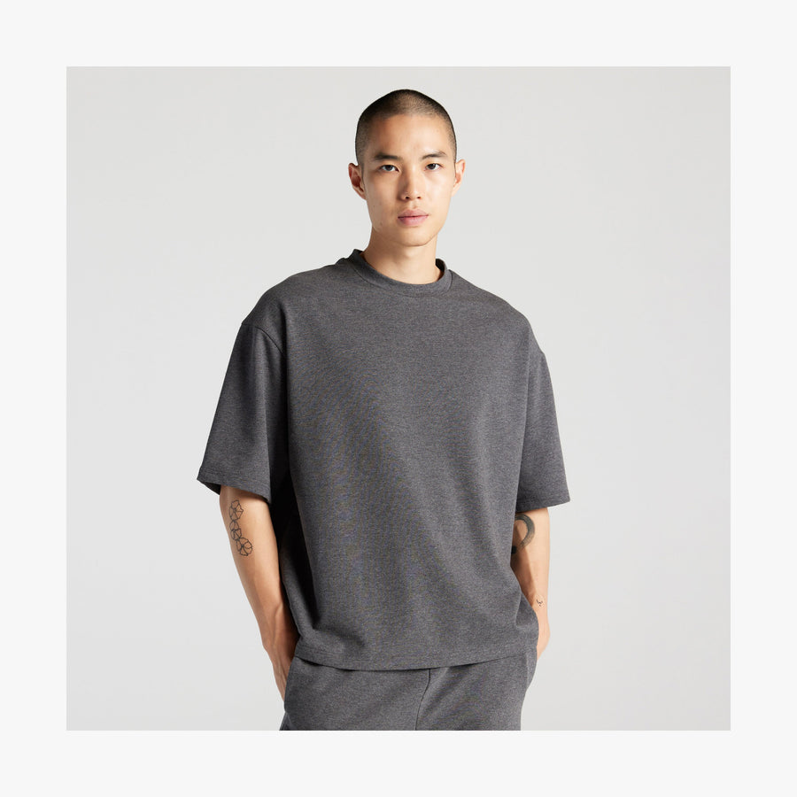 Heather Charcoal | Front view of man in Kyoto Short Sleeve in Heather Charcoal