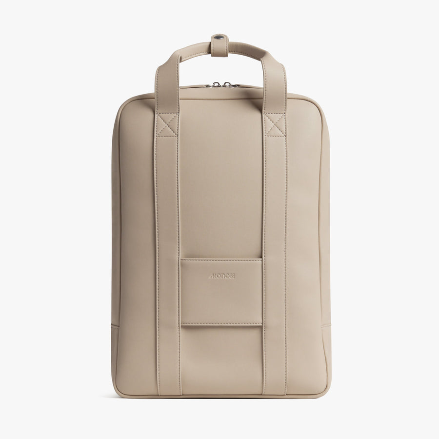 Ivory (Vegan Leather) | Back view of Metro Backpack Ivory