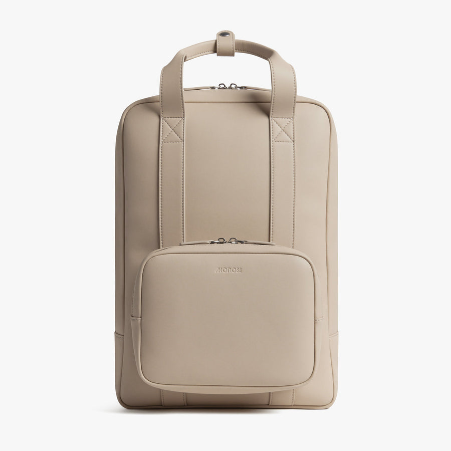 Ivory (Vegan Leather) | Front view of Metro Backpack Ivory