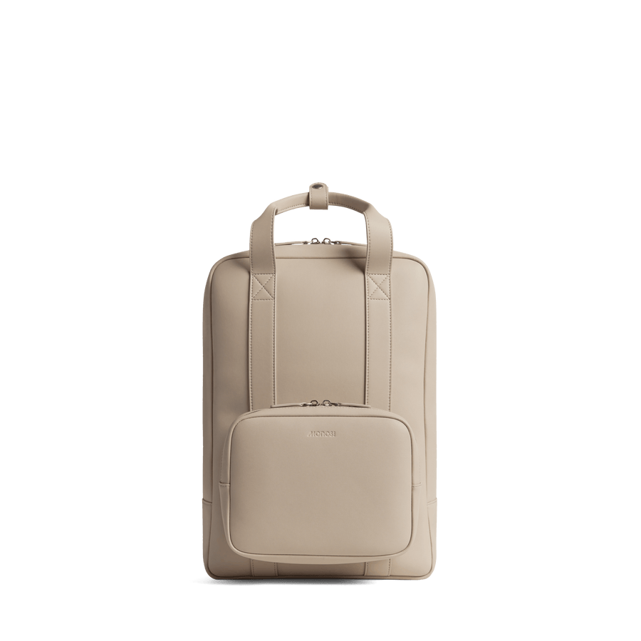 Ivory (Vegan Leather) Scaled | Front view of Metro Backpack Ivory