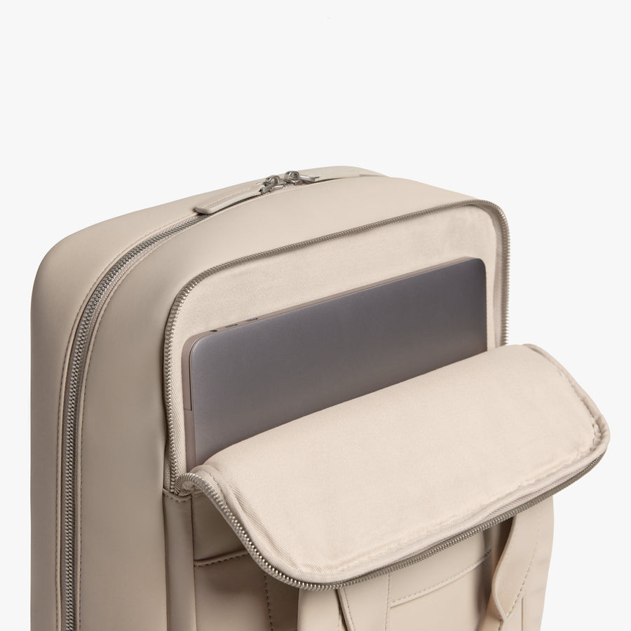 Ivory (Vegan Leather) | View padded laptop sleeves on Metro Backpack Ivory
