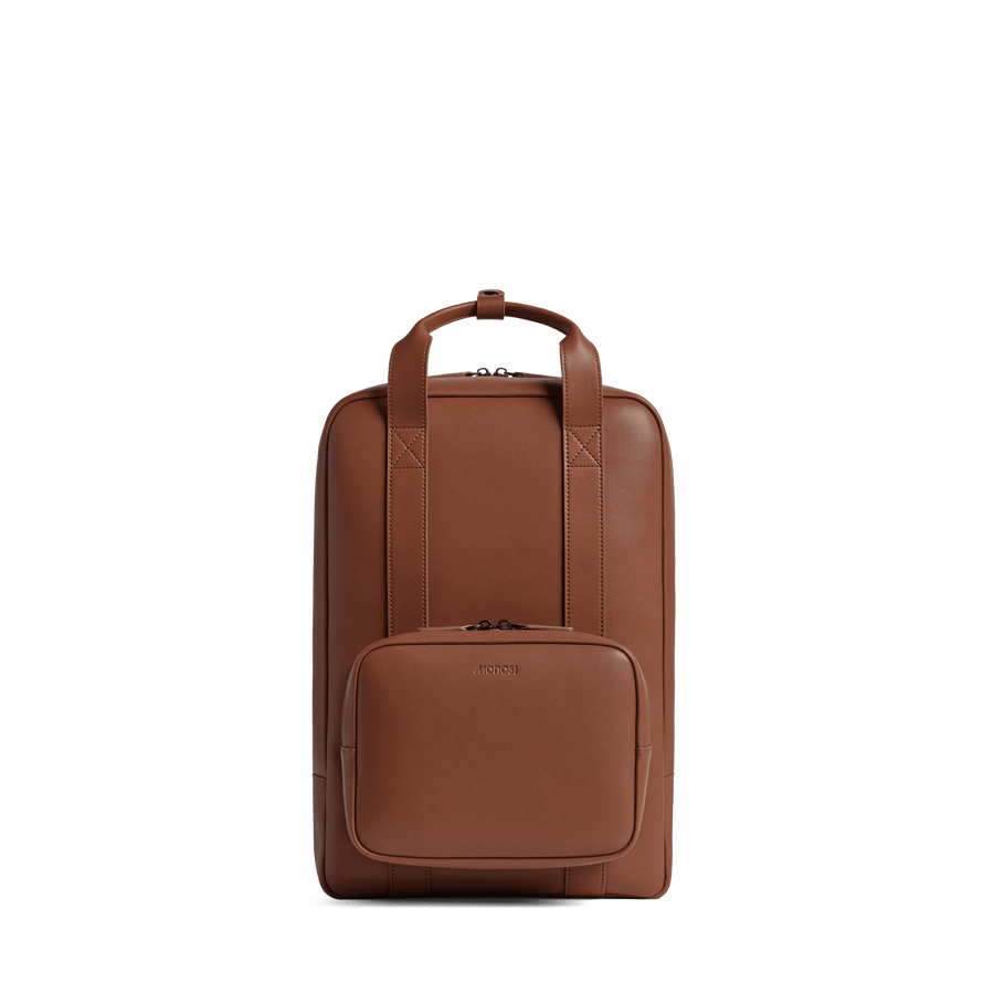 Mahogany (Vegan Leather) Scaled | Front view of Metro Backpack Mahogany