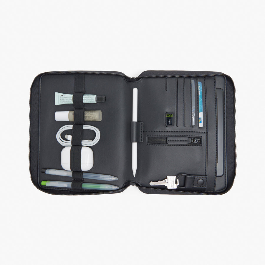 Carbon Black (Vegan Leather) | Inside view of Metro Folio Kit in Carbon Black