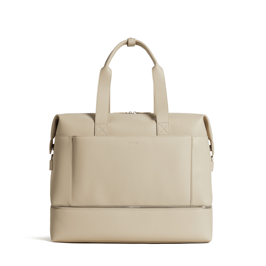 Ivory (Vegan Leather) Scaled | Front view of Metro Weekender in Ivory