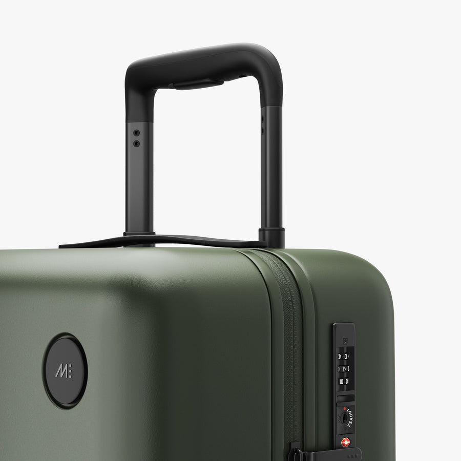 Olive Green | Luggage handle view of Carry-On Plus in Olive Green
