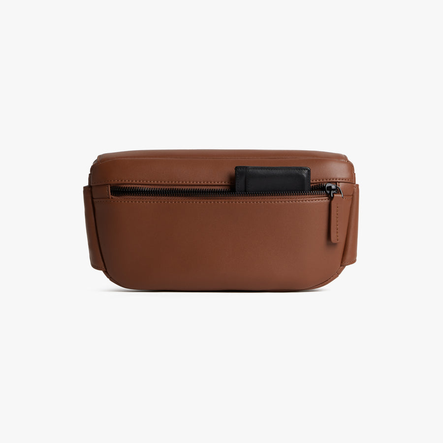 Mahogany (Vegan Leather) | Back pouch view of Metro Sling in Mahogany