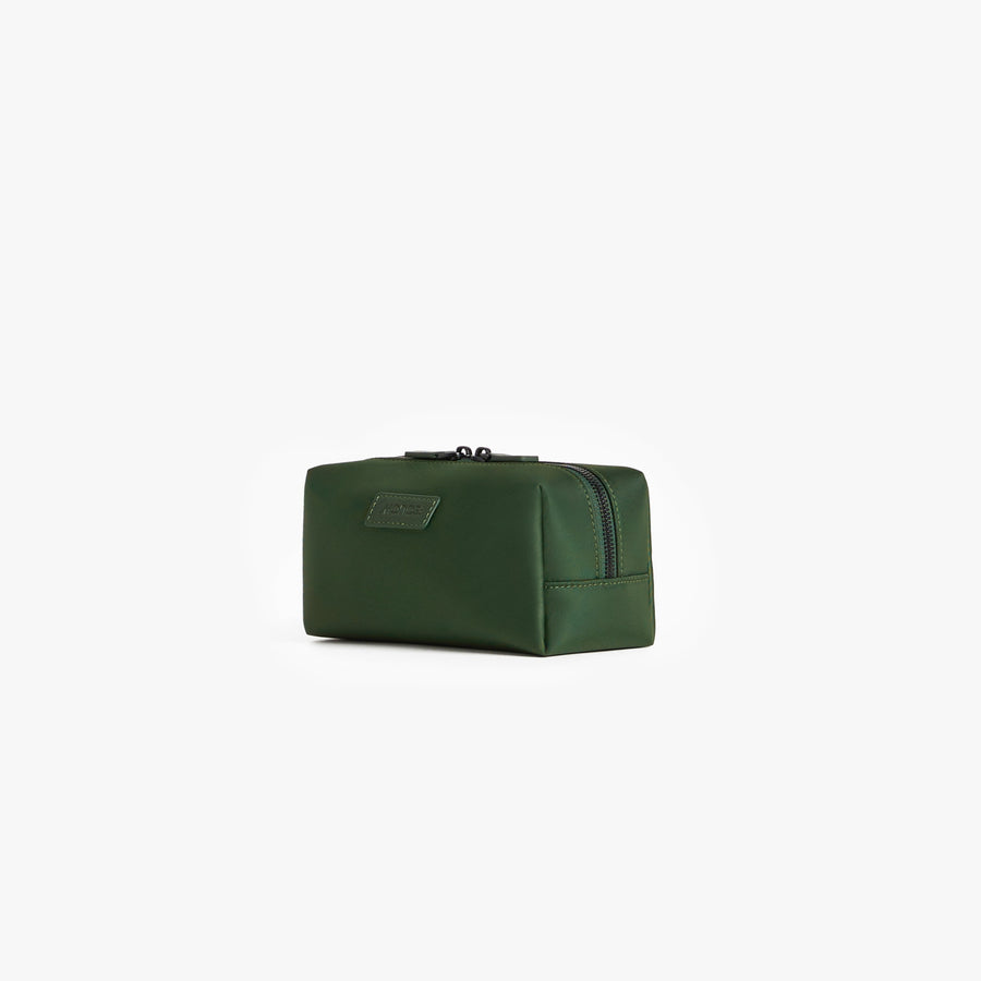 Small / Juniper Green | Angled view of Metro Toiletry Case Small in Juniper Green