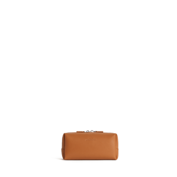 Front view of Metro Toiletry Case Small in Saddle Tan